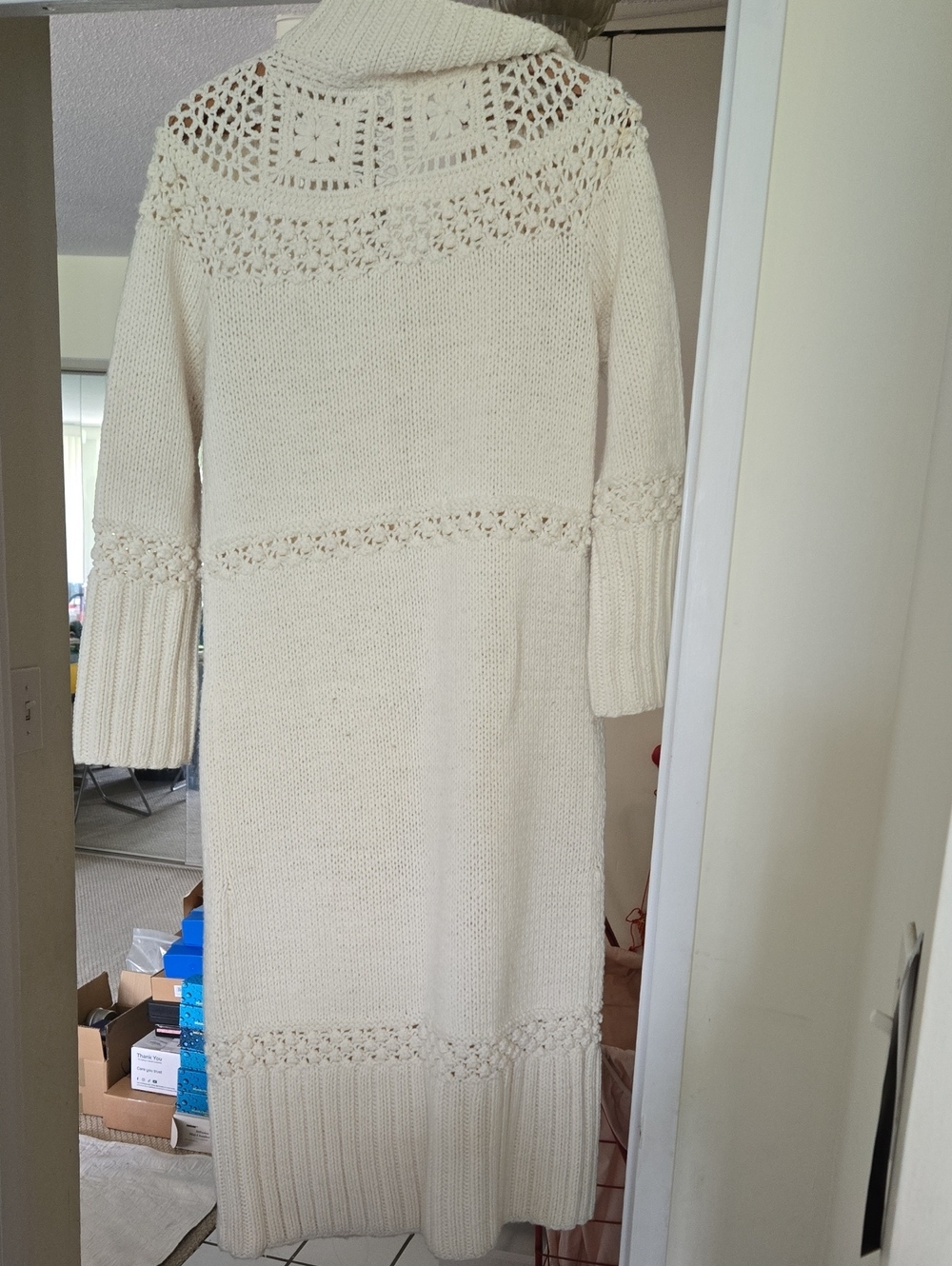 next Cream Crochet Yoke Knit Maxi Dress